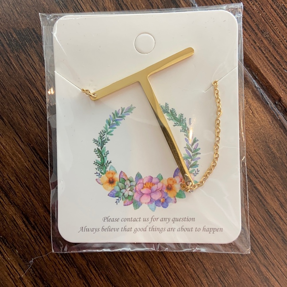 {Brand New in Package} T Gold Necklace